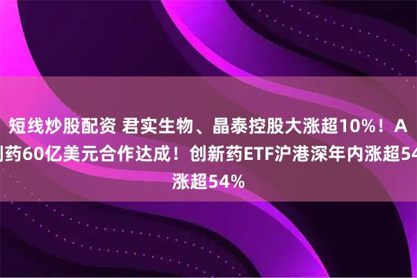 短线炒股配资 君实生物、晶泰控股大涨超10%！AI制药60亿美元合作达成！创新药ETF沪港深年内涨超54%